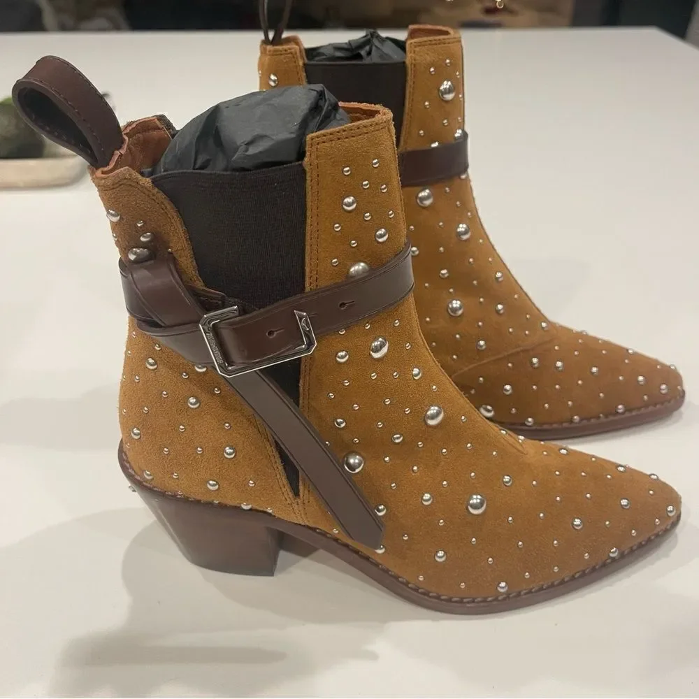 Zadig & Voltaire Tyler Cecilia Suede Dream Studs ankle boots New size 37